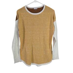Smartwool Shadow Pine Colorblock Wool Blend Sweater M Womens Brown Gold